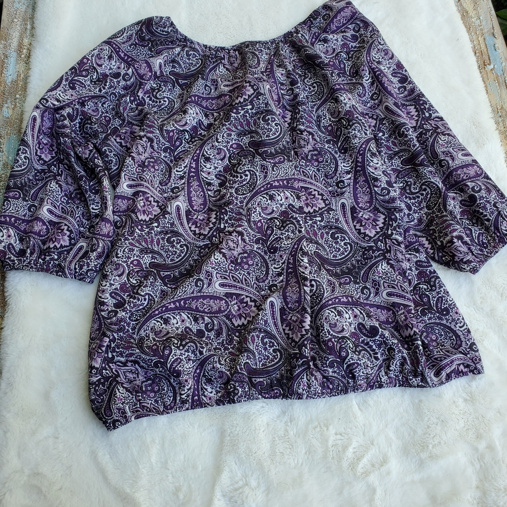 Purple Paisley Women's Top Size XL - Picture 2 of 7